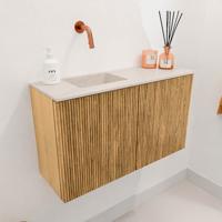 Toiletmeubel Mondiaz Joya Dlux | 70 cm | Meubelkleur Oak | Faye wastafel Meli Wasbak Links | Zonder kraangat(en)