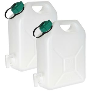 Jerrycan voor water - 2x - 5 liter - Kunststof - met kraantje en dop