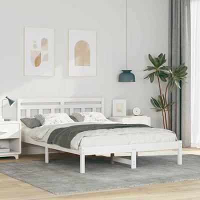 Bedframe met hoofdeinde Wit 140 x 190 cm Grenenhout