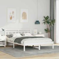Bedframe met hoofdeinde Wit 140 x 190 cm Grenenhout
