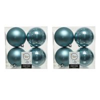 8x stuks kunststof kerstballen ijsblauw (blue dawn) 10 cm glans/mat - Kerstbal