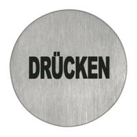 Symboolplaat drücken ø75mm rvs mat
