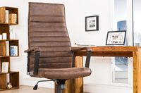In hoogte verstelbare bureaustoel LAZIO vintage bruine directiestoel met armleuningen - 37075 - thumbnail
