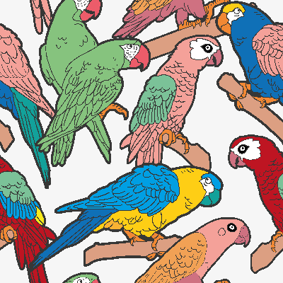 Dieren behang Verscheidenheid aan papegaaien