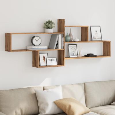 Wandschap 167,5x18x68 cm bewerkt hout artisanaal eikenkleurig