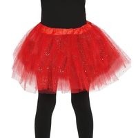 Petticoat/tutu verkleed rokje rood glitters 31 cm voor meisjes - thumbnail