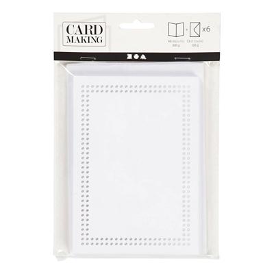 Creativ Company Kaarten om te borduren wit, set van 6