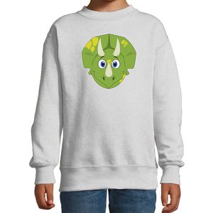 Cartoon dino trui grijs voor jongens en meisjes - Cartoon dieren sweater kinderen