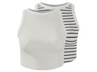 esmara Set van 2 dames cropped tops (Wit/zwart, S (36/38))