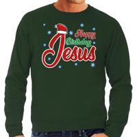 Foute Kersttrui - sweater - Happy Birthday Jesus - groen - voor heren - kerstkleding