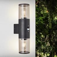 Sergioro Outdoor Applique 2L met detector, Depoli Black, 2x27 20W, bol niet inbegrepen