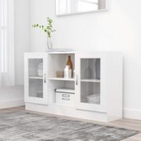Vitrinekast 120x30,5x70 cm spaanplaat hoogglans wit