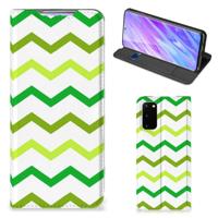 Samsung Galaxy S20 | Hoesje met Magneet | Zigzag Groen Samsung Galaxy S20 | Hoesje met Magneet | Zigzag Groen