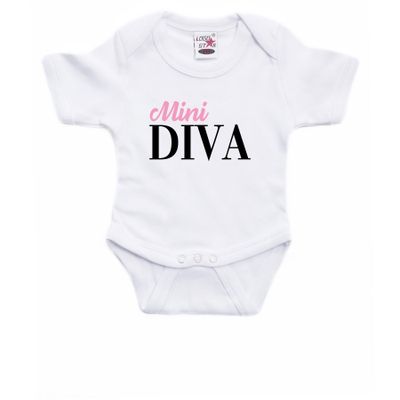 Mini Diva cadeau baby rompertje wit jongen/meisje Mini Diva cadeau baby rompertje wit jongen/meisje