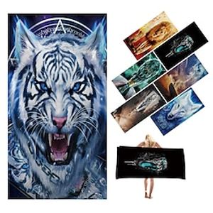 1 st strand badhanddoeken tijger leeuw wolf cartoon dier patroon afdrukken gevouwen sneldrogende zachte handdoeken home decor reizen Lightinthebox