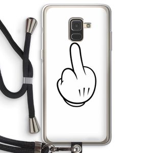 Middle finger white: Samsung Galaxy A8 (2018) Transparant Hoesje met koord