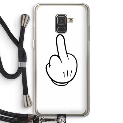 Middle finger white: Samsung Galaxy A8 (2018) Transparant Hoesje met koord
