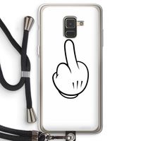 Middle finger white: Samsung Galaxy A8 (2018) Transparant Hoesje met koord