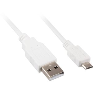 Sharkoon 1m, USB2.0-A/USB2.0 Micro-B USB-kabel USB A Micro-USB B Wit