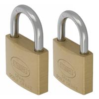 Hangsloten / koffersloten set - 2x stuks - maat 50/60 mm - messing - incl 2 sleutels per slot