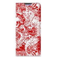 Mobiel BookCase Xiaomi Redmi Note 10 Pro Angel Skull Rood - thumbnail