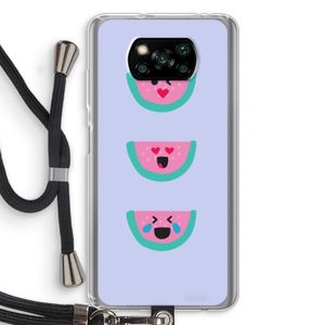 Smiley watermeloen: Xiaomi Poco X3 Pro Transparant Hoesje met koord
