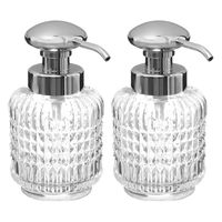 Zeeppompje/dispenser Diamond Lotion - 2x - transparant/zilver - 8 x 16 cm - 270 ml - glas