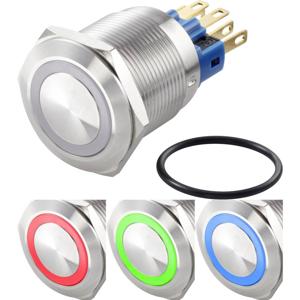 TRU COMPONENTS TC-7494644 Vandalismebestendige drukschakelaar 250 V/AC 3 A 1x uit/aan Continu Rood, Groen, Blauw, RGB IP65 1 stuk(s)