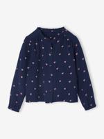 Personaliseerbare meisjesblouse van katoenen gaas marineblauw