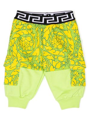Versace Kids pantalon en coton à imprimé baroque - Vert