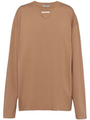 Prada t-shirt en jersey à plaque logo - Marron