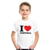 Wit I love voetbal t-shirt kinderen XL (158-164)  -