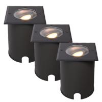 Set van 3 Cody LED Grondspots Zwart - GU10 4,4 Watt 345 lumen dimbaar - 2700K warm wit - Kantelbaar - Overrijdbaar - Vierkant - IP67 waterdicht
