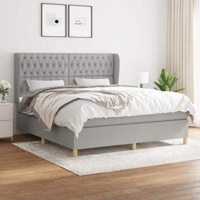 Boxspring met matras stof lichtgrijs 180x200 cm