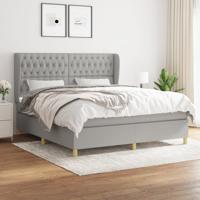 Boxspring met matras stof lichtgrijs 180x200 cm