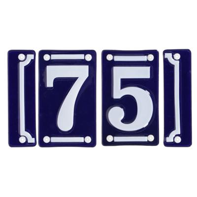 Best for Boots huisnummer 75 - met sierrand - Oudhollands - emaille - blauw/wit
