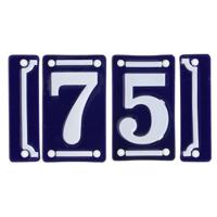 Best for Boots huisnummer 75 - met sierrand - Oudhollands - emaille - blauw/wit