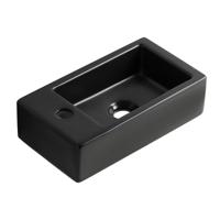 Fontein los Wiesbaden Rhea | 40x22x11 cm | Keramiek | Wandmontage | 1 Kraangat | Rechthoek | Zwart mat