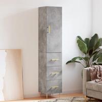 Hoge kast 34,5x34x180 cm bewerkt hout betongrijs