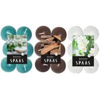 Candles by Spaas geurkaarsen - 36x stuks in 3 geuren - Maxi theelichtjes van 4.5 branduren