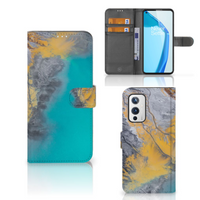 OnePlus 9 Bookcase Marble Blue Gold - thumbnail