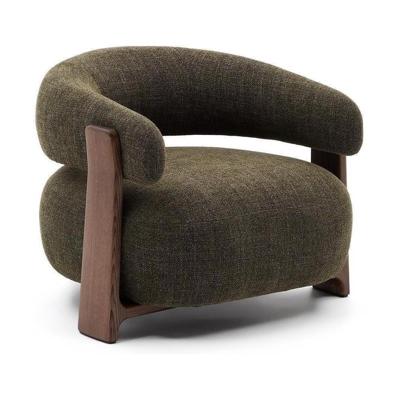 Kave Home Granite fauteuil chenille Groen/walnoot