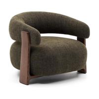 Kave Home Granite fauteuil chenille Groen/walnoot