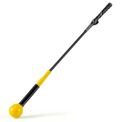 Golfswingtrainer-hulp 80 cm Golftrainingshulp met Verzwaarde Kop voor Grip Geel