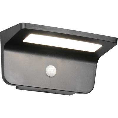 LED Tuinverlichting - Trion Citeo - Wandlamp Buitenlamp - 1 Lichtpunt van 8 Watt - Natuurlijk Wit 4000K - Schemeringsensor - Bewegingssensor - IP44 - Mat Zwart - Kunststof