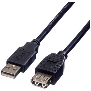 ROLINE USB 2.0 Kabel, type A-A, M/F, zwart, 0,8 m