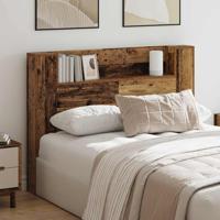 Hoofdeinde kas with LED Strip Lights Oud hout Bewerkt hout
