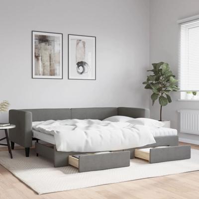 Slaapbank onderschuifbed en lades 80x200 cm stof donkergrijs
