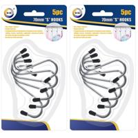S haken - 20x stuks - metaal - 7 cm - zwart - ophanghaken