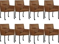 Set van 8 Bruine leren moderne eetkamerstoelen Lucky - Kenia Leer Brown (bruin leer)